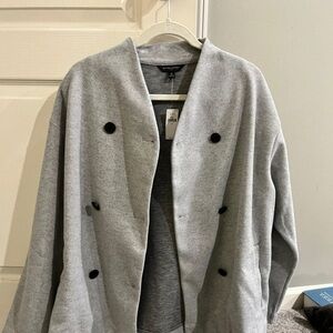 Banana Republic Gray Pea Coat Double-Breasted Wool